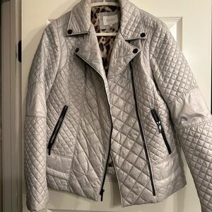 Laundry gray silver quilted jacket- L